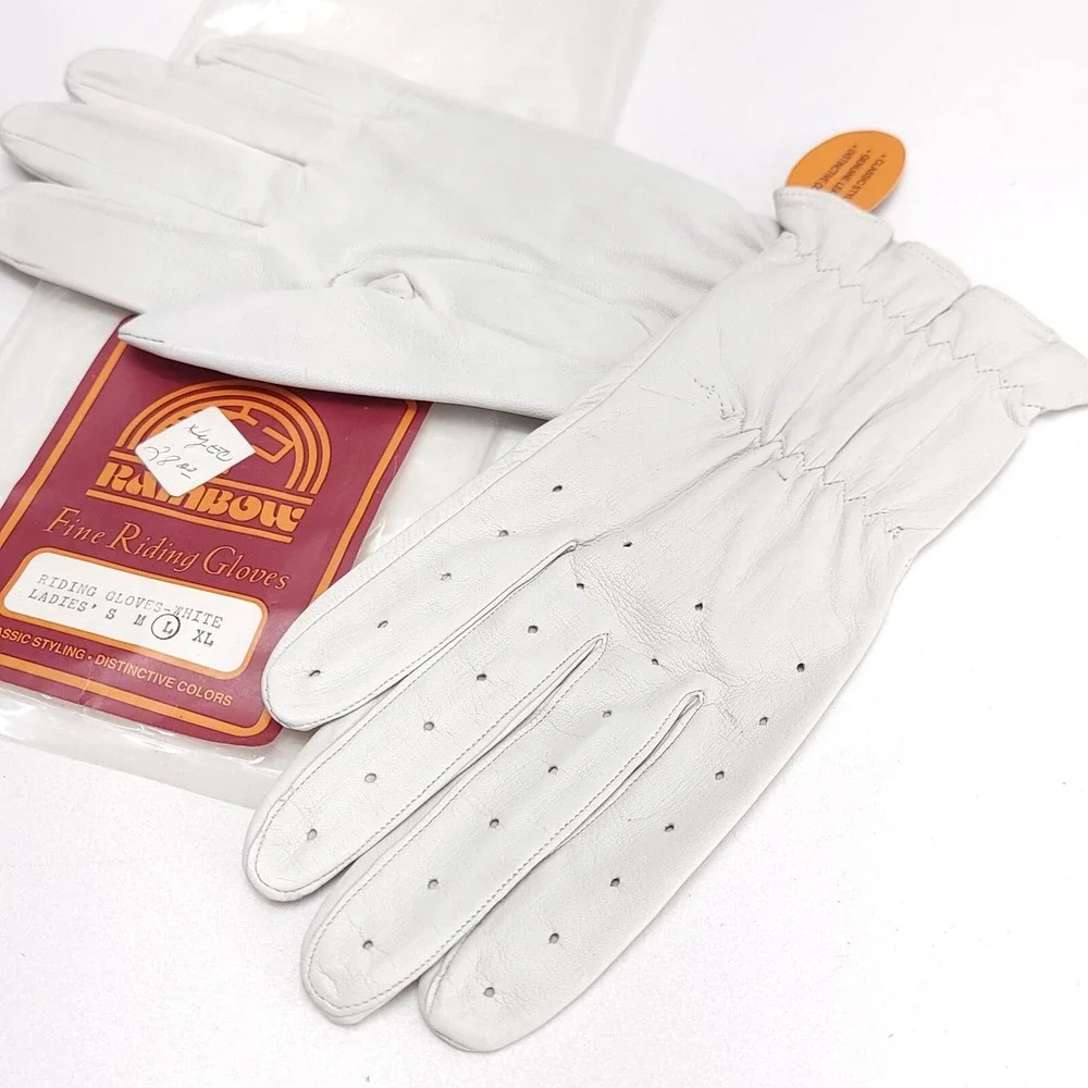 Rainbow Women's Leather Riding Gloves Ladies Size Large Equestrian Horse Vintage
